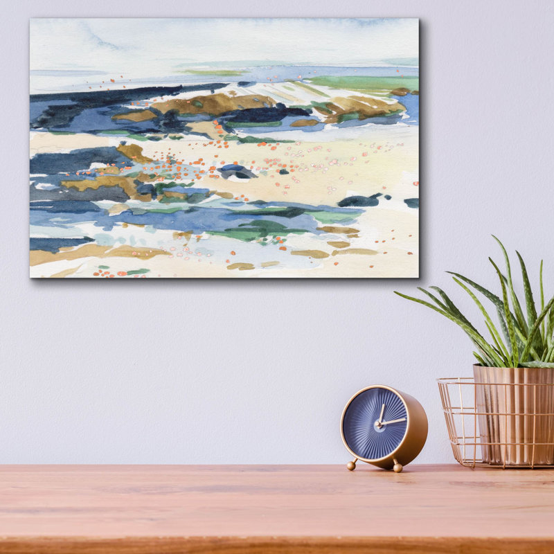 Art mural en verre épique «Shoreline Dreams 1» par Melissa Wang, 16 po x 12 po