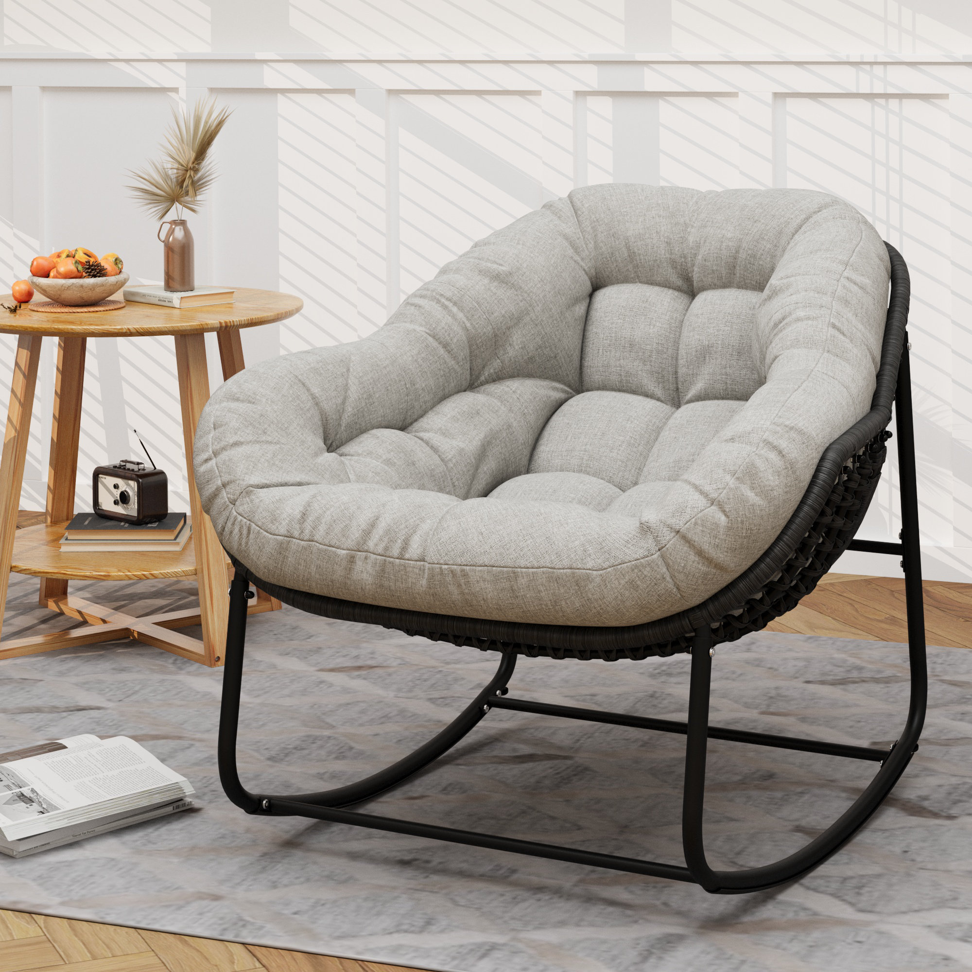 Latitude Run® Keylli Indoor/Outdoor Rocking Chair Rattan Rocker Chairs ...