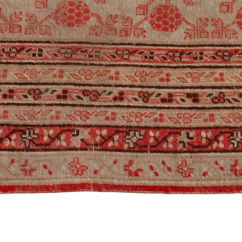 Orange Vintage Traditional Wool Rug - 4'4" x 9'