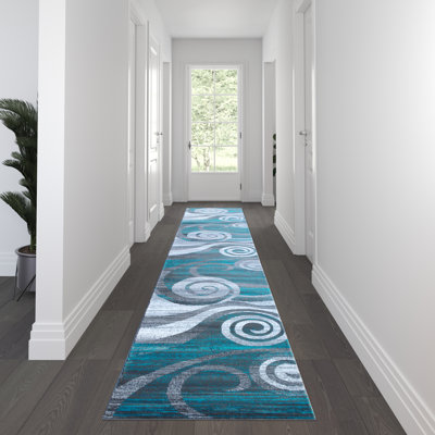 Aliodija Modern Swirl Design Olefin Area Rug