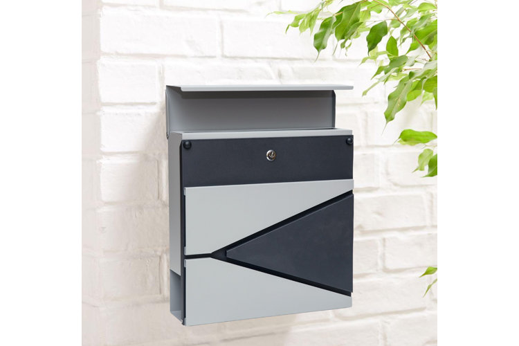 grey and black design wall mount mailbox with lock