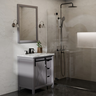 Marsyas 30 in W x 22 in D Single Bath Vanity with Marble Top