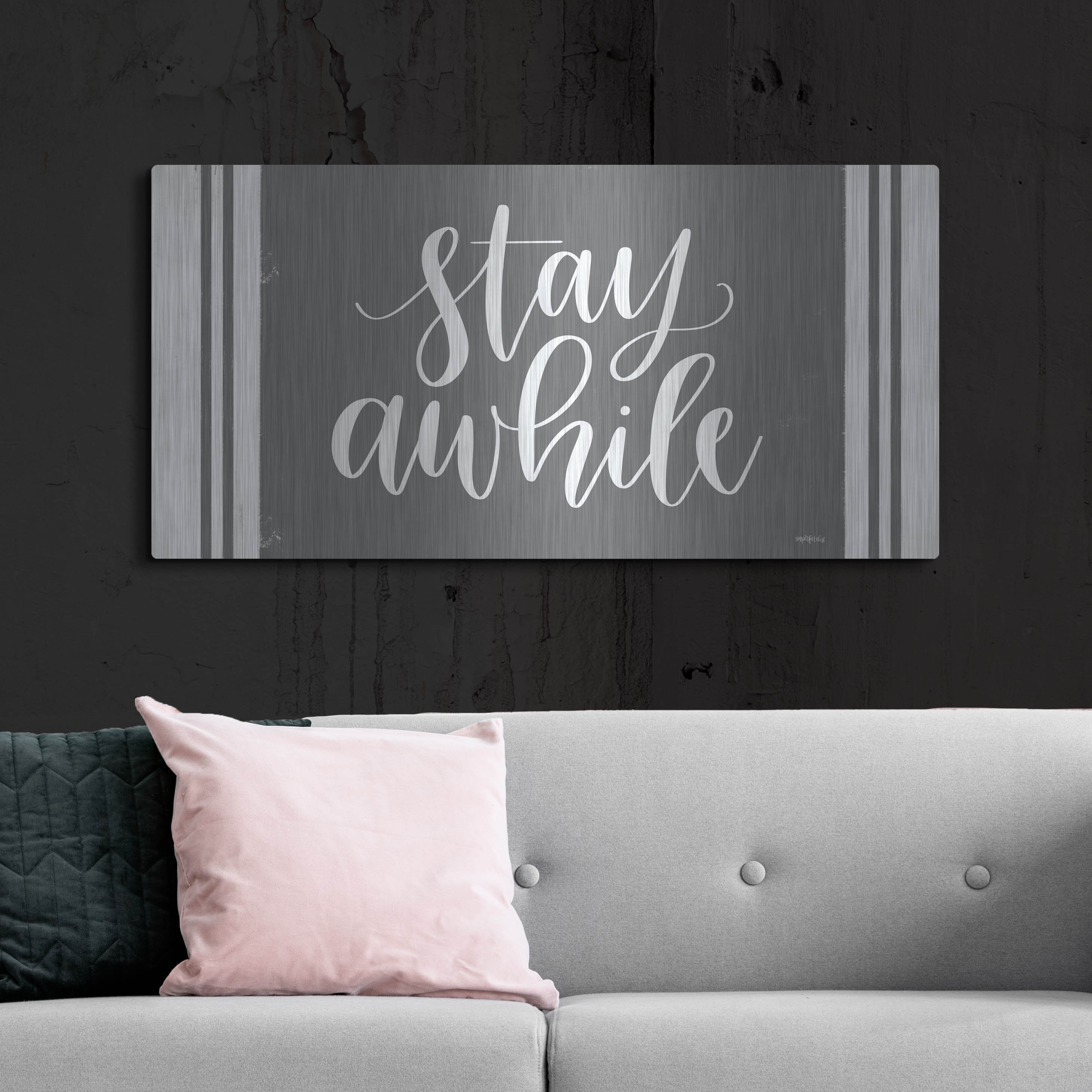 Thoughtful Imperfect Wall Decor Set Reference: Ophelia Co Stay Awhile Calligraphy By Imperfect Dust Metal Wall
