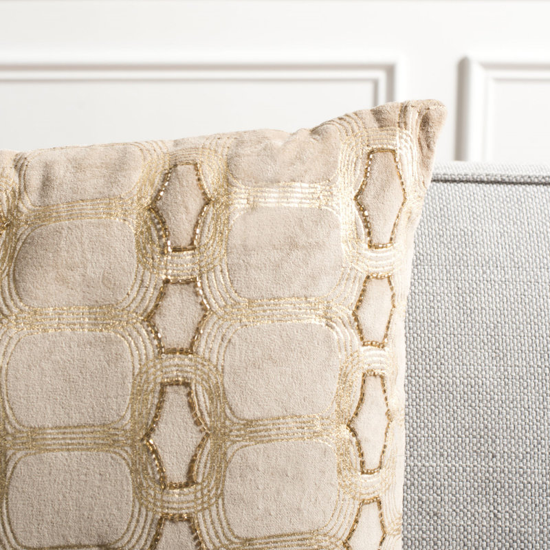 Adalie 20" Beige and Gold Geometric Pillow Set