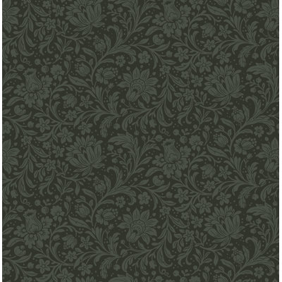 Papier peint floral vert foncé Hague