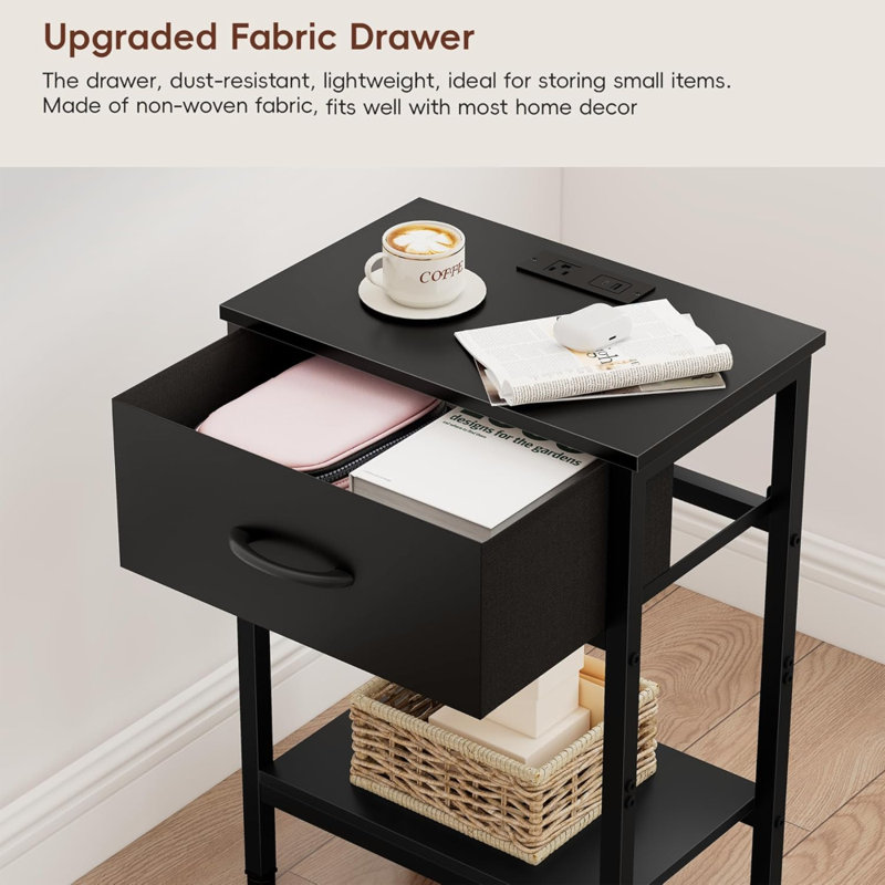 Ensemble de 2 tables de chevet avec tablettes de rangement