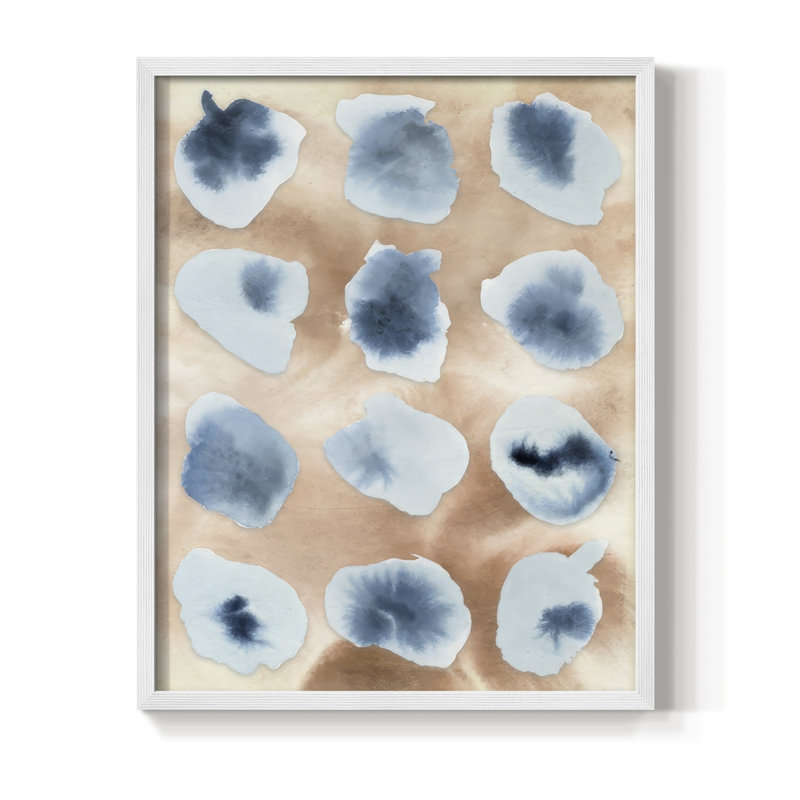 «Tile Serenity Fragments II», reproduction encadrée - bois massif, H 11 po x l 9 po, Cadre blanc