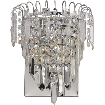 2-Light Chrome Wall Sconce with Beaded Glass Crystal Accents