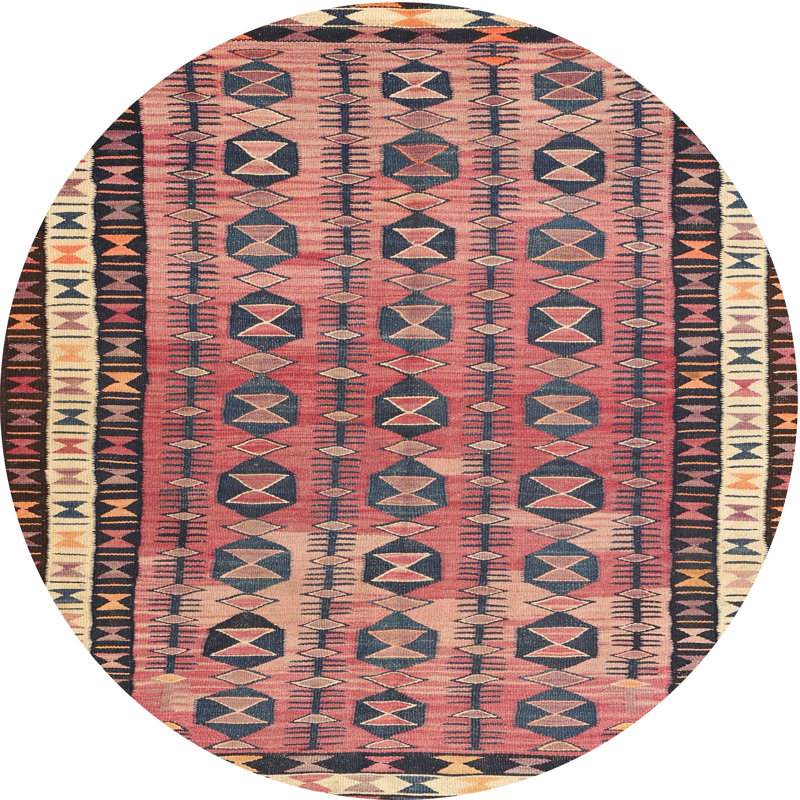 Tapis contemporain brun / beige / noir, Rond 5 pi