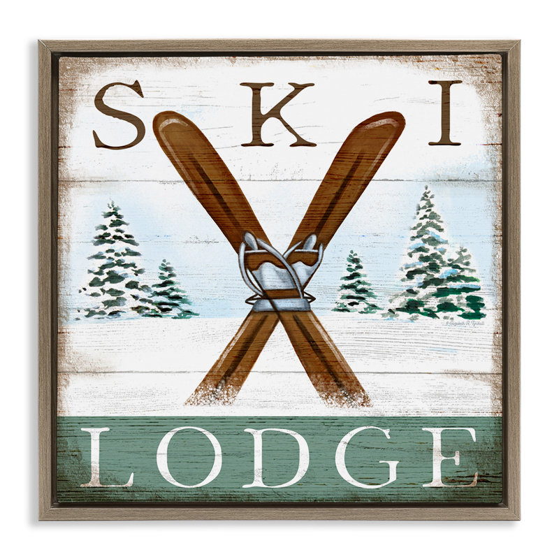 Enseigne de chalet de ski rustique, H 25 po x l 25 po, Cadre flottant orme Montalcino