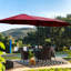 Parasol de patio extérieur double 15X9pi avec base - rouge. Très grand abat-jour pour la cour ou la piscine. Auvent, structure en acier, manivelle facile, évent rouge et base. Plage supplémentaire, jardin. -, rouille