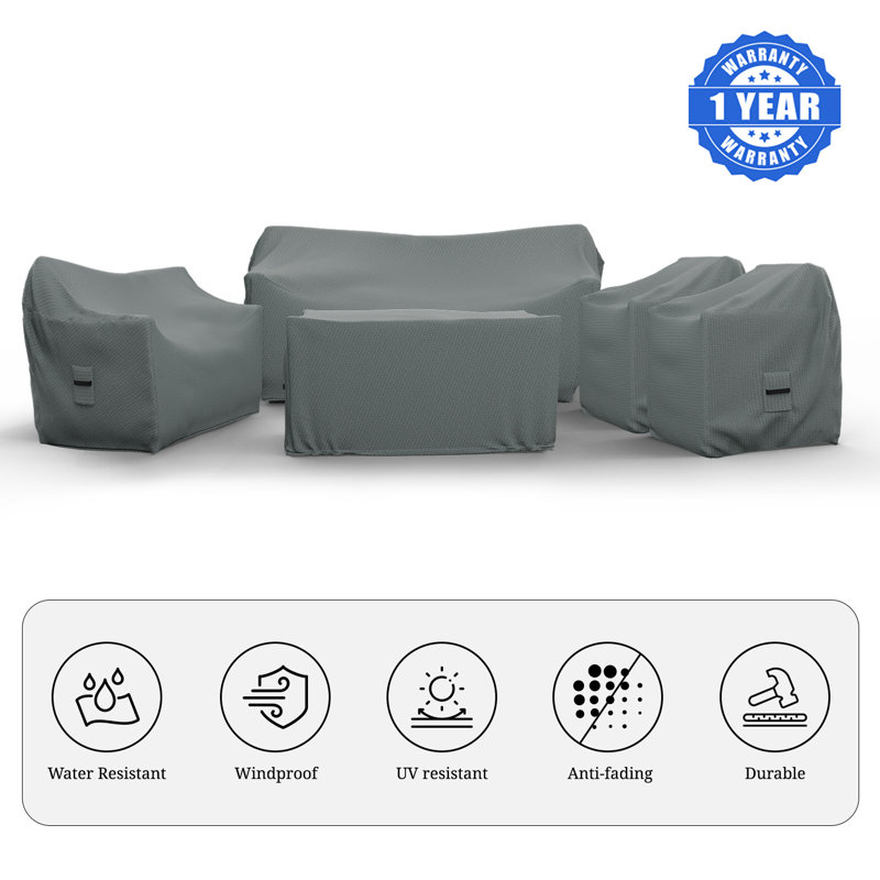 Layinsun Patio Furniture 7 Person Conversation Set Cover, Outdoor Furniture Covers, Water-Repellent UV & Weather-Resistant Covers for Brandtley Sofa, Loveseat, Chairs & Table