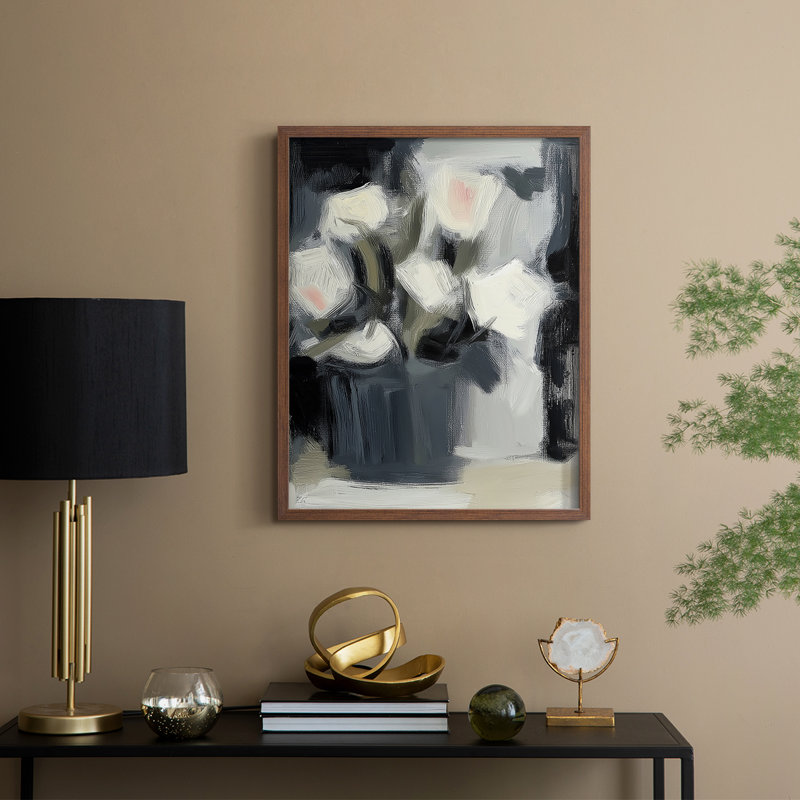 FLORAL Series DCXCVIII Framed Print - Solid Wood, 21" H x 17" W, Walnut