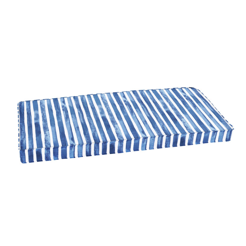 Coussin de siège Nelson, 2", L 18 po x P 43 po, Rayé bleu / blanc