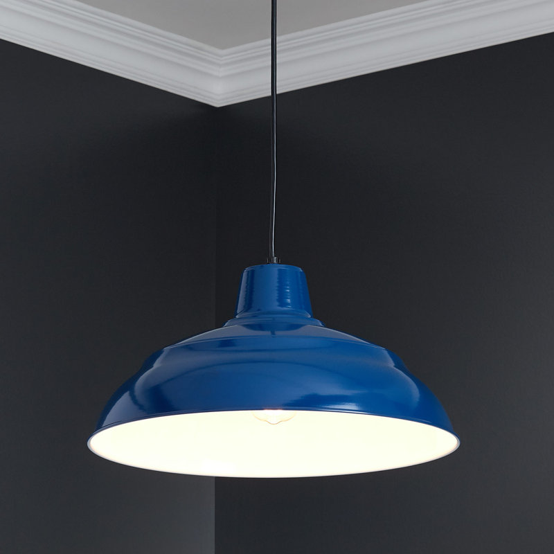 Luminaire suspendu simple en forme de dôme à 1 lumière Abrahamson, Bleu marine, H 8,25 po x l 14 po x P 14 po
