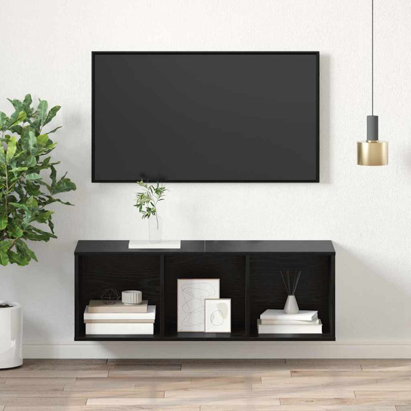 Wall-Mounted TV Cabinet Wall-Mounted, 107cm H x 37cm L x 37cm W, Black Oak