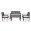 Ensemble de meubles de patio 4 pièces pour balcon, véranda, jardin, jardin, jardin, pelouse, plateau de table en bois d'acacia, brun Morden et coussin beige-129205186-129205188