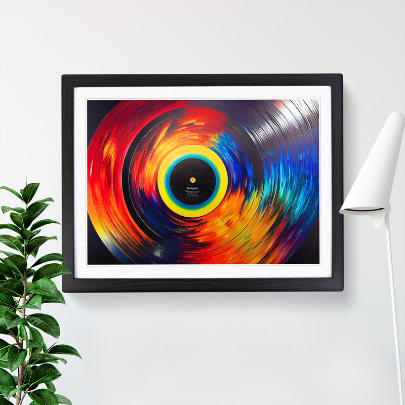 Golden Vinyl Record Vol.4 Abstract - Single Picture Frame Print, Black Framed, 46cm H x 64cm W x 2cm D