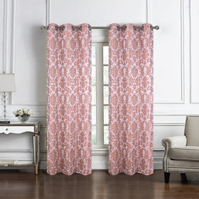 Paire de rideaux en tissu tissé damassé Giahnna