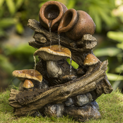 Fontaine en fibre de verre sur souche en bois Chrissie