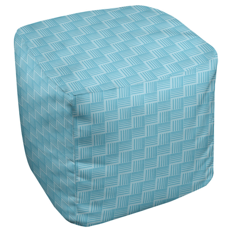 Repose-pieds cubique à rayures classic basketweave, Bleu sarcelle
