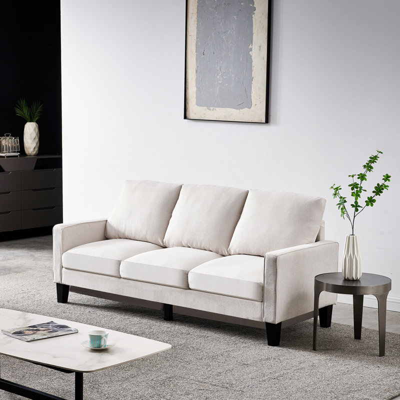 Aurielle 75'' Upholstered Sofa, White Linen Blend