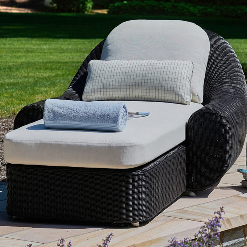 Aluminum Frame For Outdoor Recliner Outdoor Chaise Lounge , Cushion Included, Black