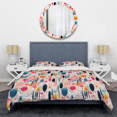 Pink And Blue Abstract Paint Stripes II Abstract Duvet Cover