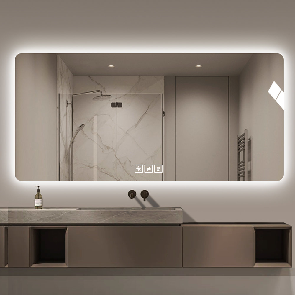 Ariaana Frameless Lighted Bathroom Mirror Ivy Bronx