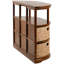 Console demi-lune avec 6 paniers et tablettes de rangement, café