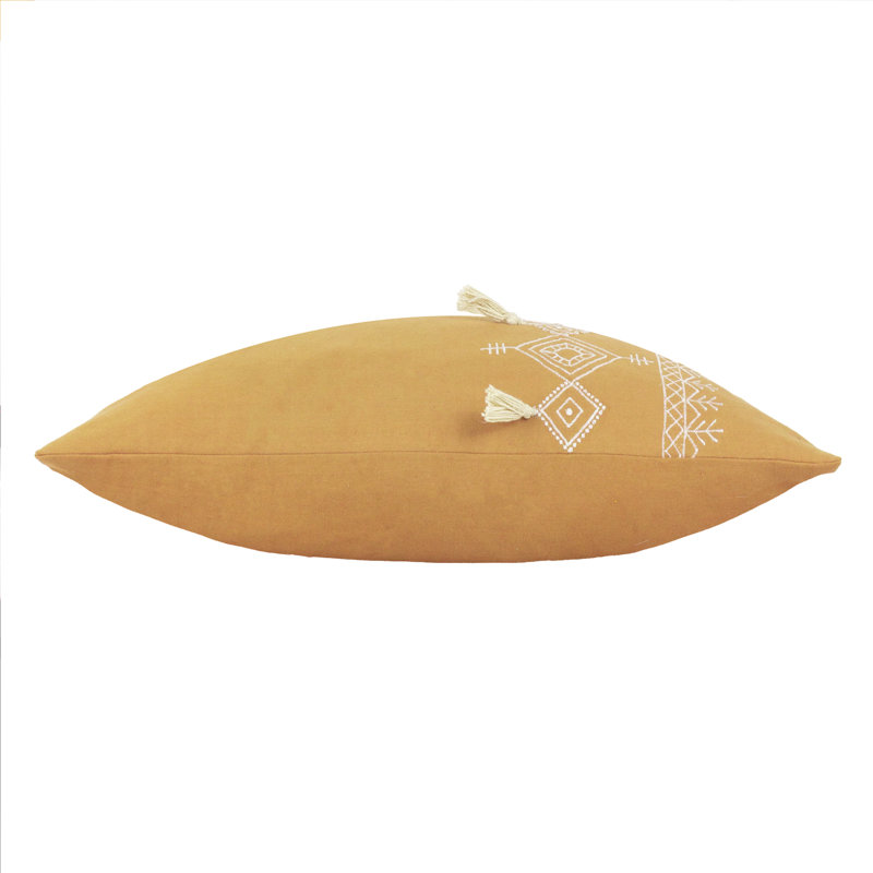 Pritta Geometric Black Rectangular Cushion Cover, Mustard