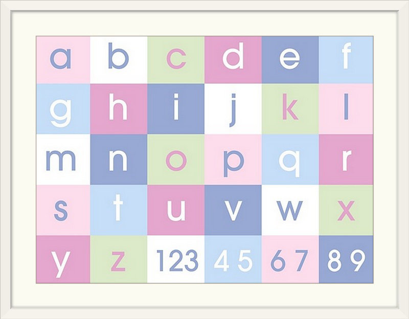 «Alphabet» par Justin, art textuel, H 18 po x l 24 po x P 1,25 po, Toile