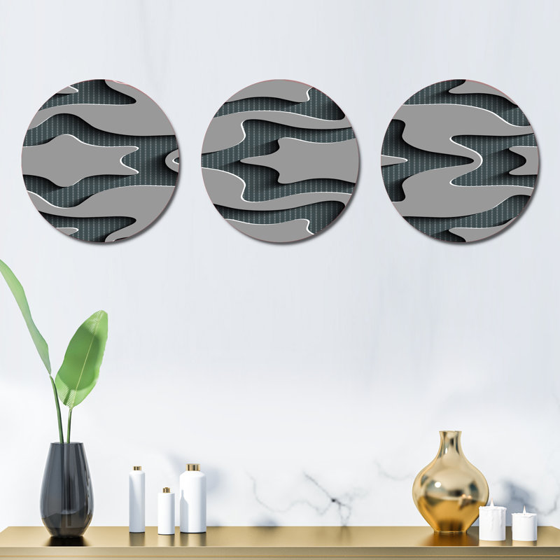 Ensemble de 3 décorations murales technologie abstraite en forme d'étoile