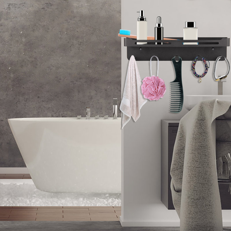 Hallway Key Holder With Tray And 5 Hooks Key Rack With Mail Storage Rack