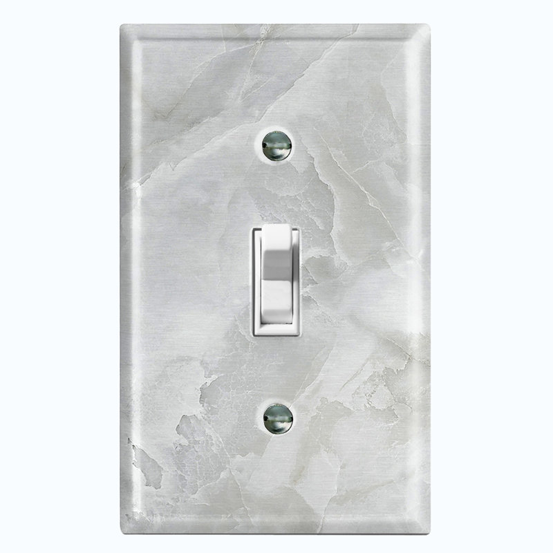 Patterned 1 - Gang Toggle Light Switch Standard Wall Plate, Gray/White
