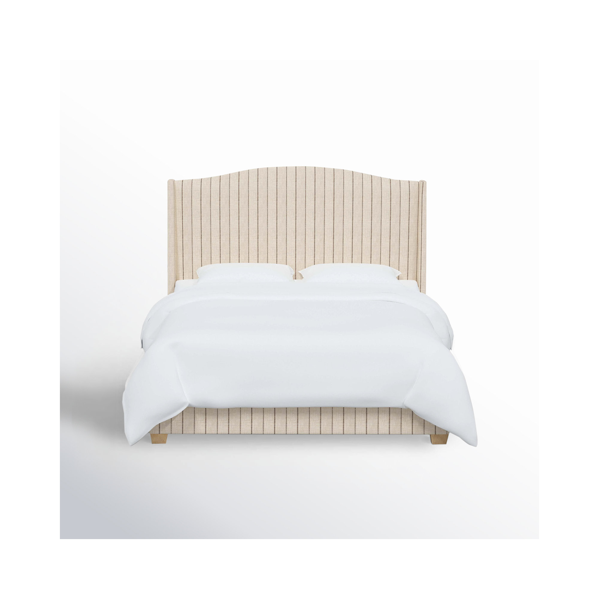 Allis Upholstered Wingback Bed, California King, Vine Stripe Dusty Blue
