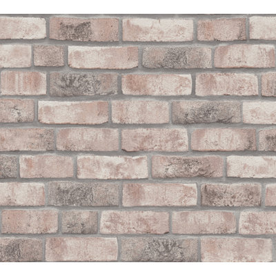 Realistic Industrial Brick Vinyl Wallpaper, Non-Self-Adhesive 33' x 21" (10m x 53cm), Washable & Fade-Resistant for Home & Office Projects - 57.75 Sq Ft (5.3 Sq M)
