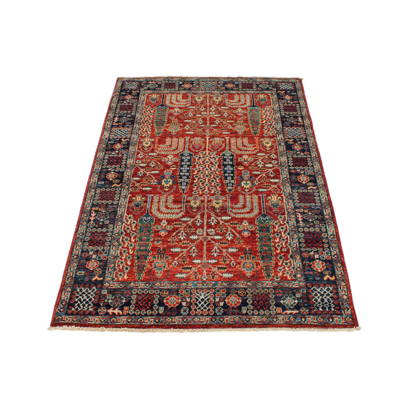 Tapis traditionnel rouge et bleu marine 3x5