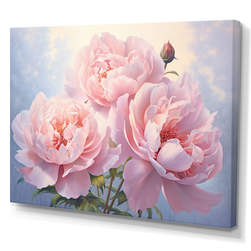 Pivoine rose II - art mural floral, Toile tendue, H 34 po x l 44 po x P 1,5 po