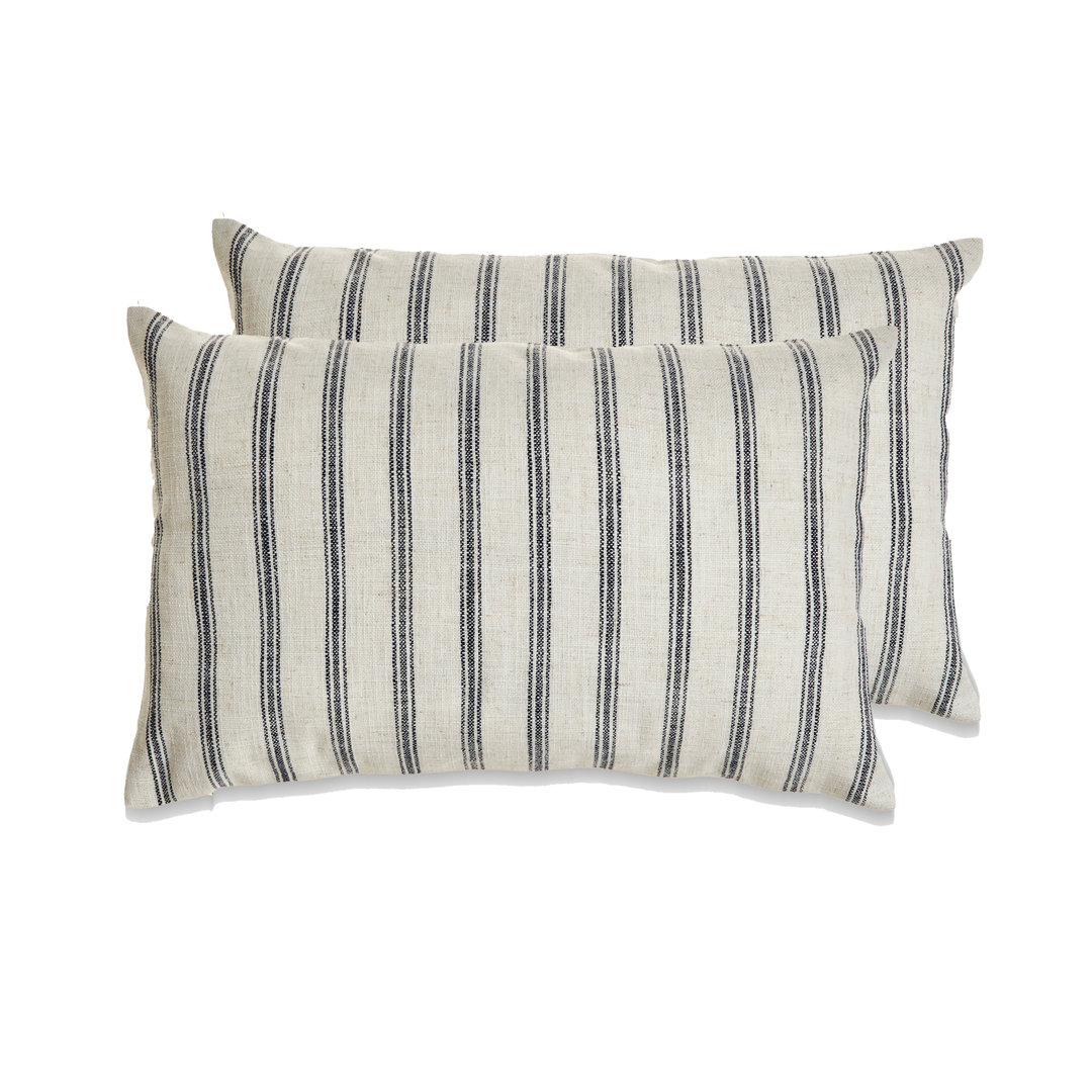 French Stripe Striped Linen Reversible Pillow Cover (Set of 2) Peterborough Home 