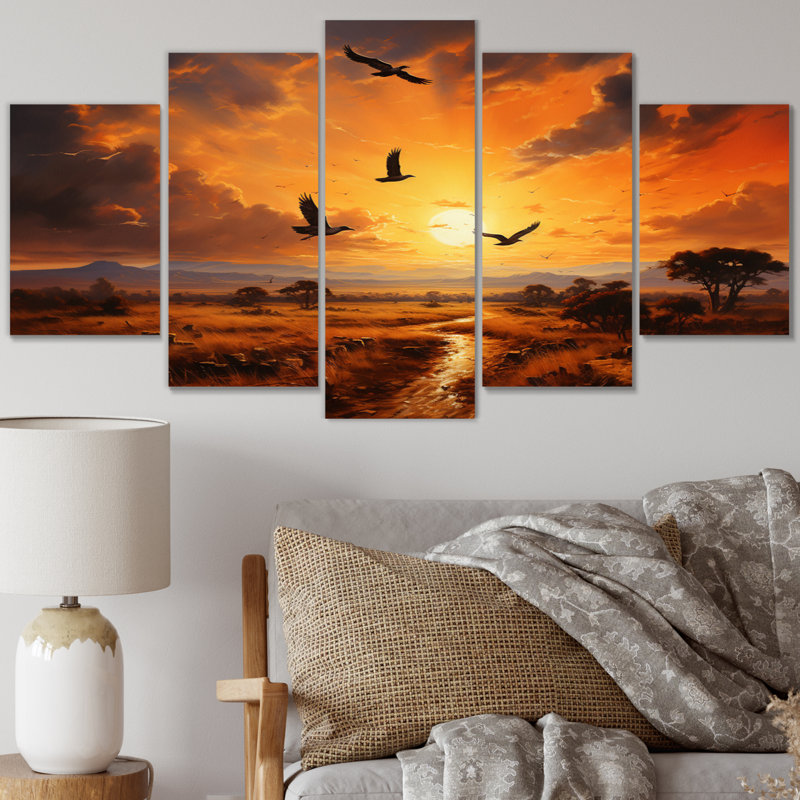 Vautour Photo On II - paysages, art mural sur toile - 5 panneaux