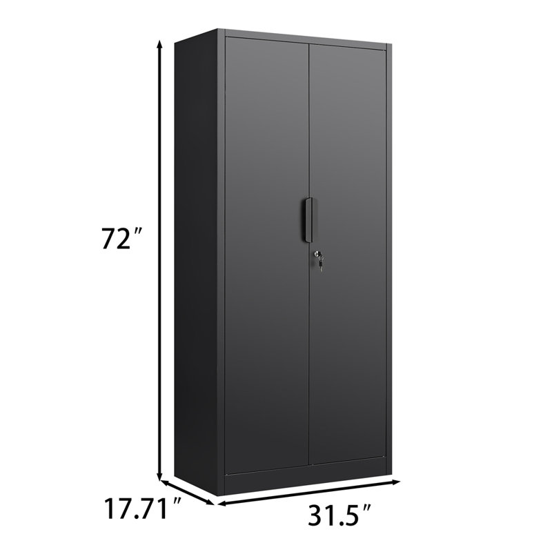 4 - Shelf Storage Cabinet, Black