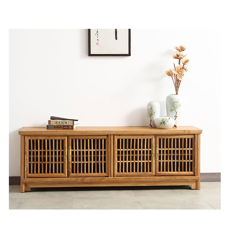 Meuble audio-vidéo avec rangement fermé en bois massif Oriental