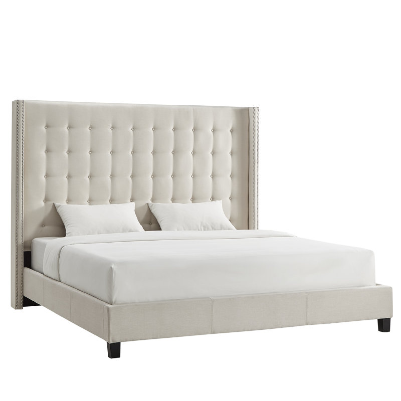 Kaster Upholstered Linen Wingback Headboard, King, Pewter Grey Linen