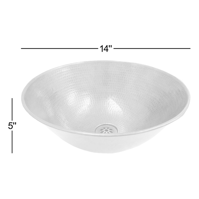 14" Round Copper Vessel Bathroom Sink with Daisy Drain