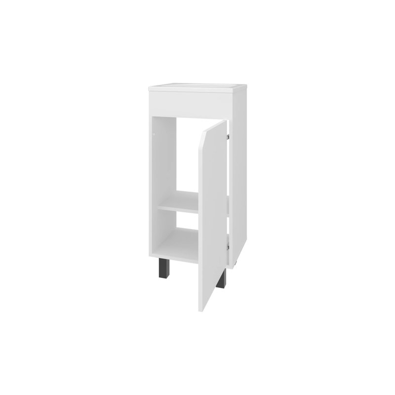 Meuble-lavabo avec lavabo et robinet intégrés, Blanc
