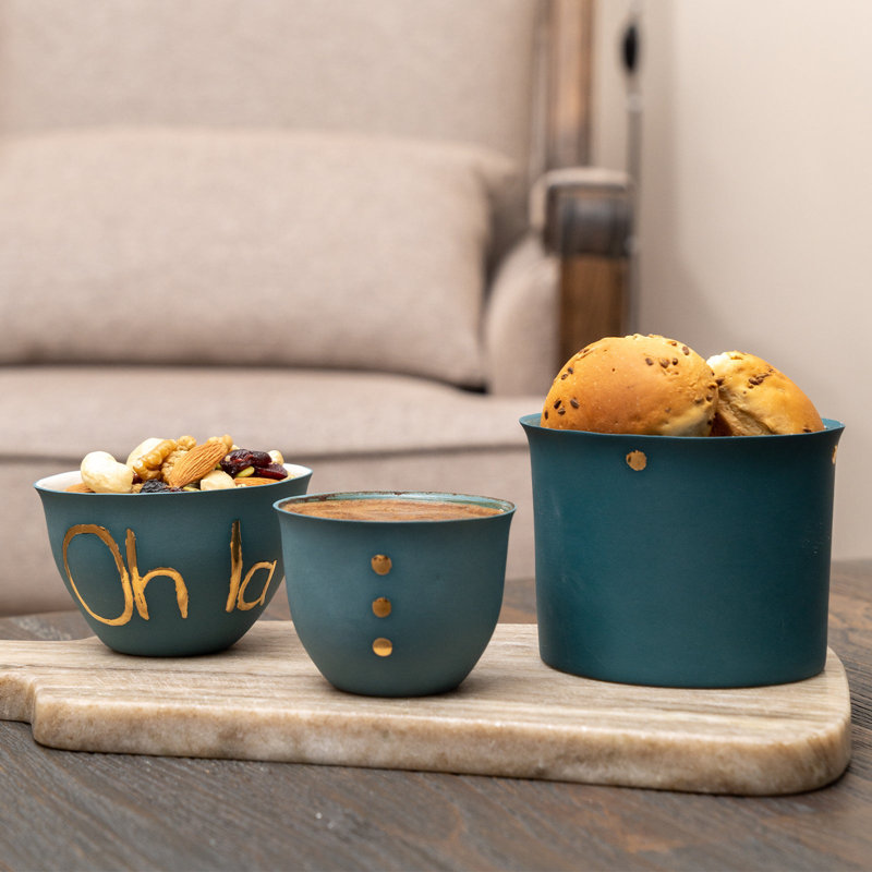 Handmade Cup, Green/Gold