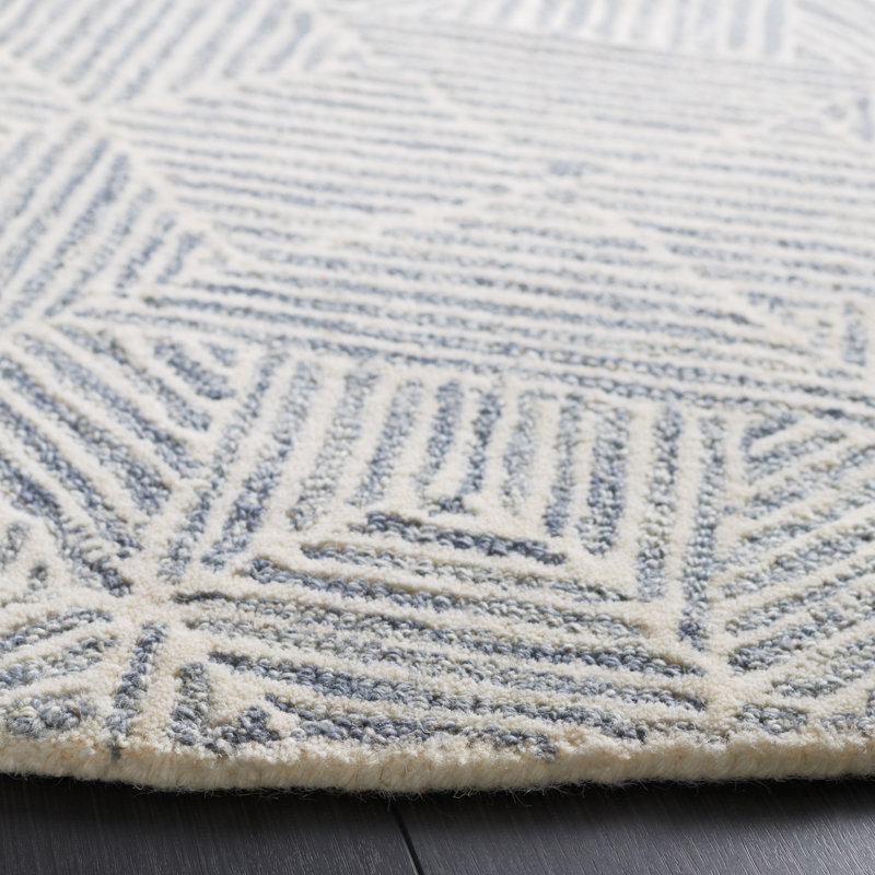 Forbestown Hand Tufted 0.8 Wool 0.2 Cotton Geometric Rug, Round 6'
