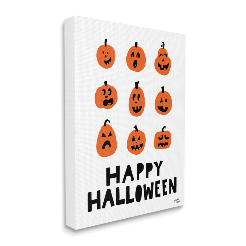 «Mixed Expressions Pumpkins Shapes Casual Halloween Typographie» par Jess Baskin, reproduction sur toile flottante