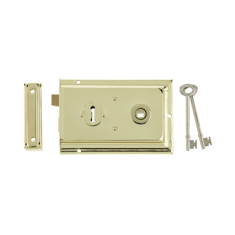 Rim Door Lock, Electro Brass